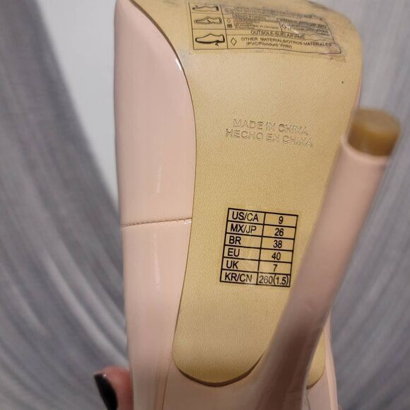 Forever 21 Nude Patent Leather Heels Sz 9 - Picture 7 of 8